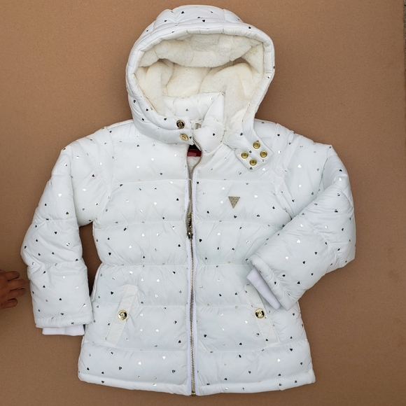 NEW GUESS Lydia Heart-Print Puffer Jackets - Picture 1 of 5